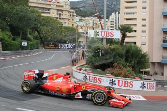 World © Octane Photographic Ltd. Scuderia Ferrari SF15-T– Sebastian Vettel. Saturday 23rd May 2015, F1 Qualifying, Monte Carlo, Monaco. Digital Ref: 1282CB1L1220