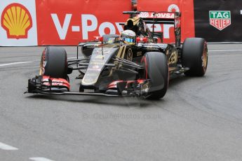 World © Octane Photographic Ltd. Lotus F1 Team E23 Hybrid – Romain Grosjean. Saturday 23rd May 2015, F1 Practice 3, Monte Carlo, Monaco. Digital Ref: 1282CB7D5459