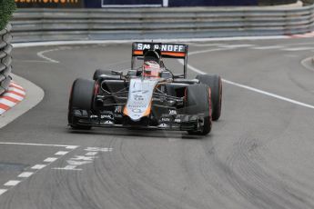 World © Octane Photographic Ltd. Sahara Force India VJM08 – Nico Hulkenberg. Saturday 23rd May 2015, F1 Practice 3, Monte Carlo, Monaco. Digital Ref: 1282CB7D5498