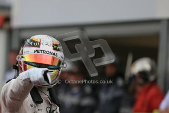 World © Octane Photographic Ltd. Mercedes AMG Petronas F1 W06 Hybrid – Lewis Hamilton. Saturday 23rd May 2015, F1 Qualifying Parc Ferme, Monte Carlo, Monaco. Digital Ref: 1282LB1D7397