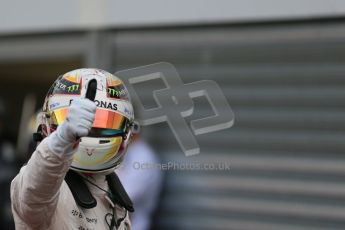 World © Octane Photographic Ltd. Mercedes AMG Petronas F1 W06 Hybrid – Lewis Hamilton. Saturday 23rd May 2015, F1 Qualifying Parc Ferme, Monte Carlo, Monaco. Digital Ref: 1282LB1D7404