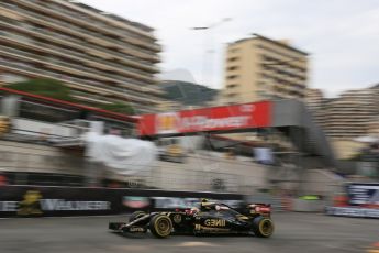 World © Octane Photographic Ltd. Lotus F1 Team E23 Hybrid – Pastor Maldonado. Saturday 23rd May 2015, F1 Practice 3, Monte Carlo, Monaco. Digital Ref: 1282LB5D3738