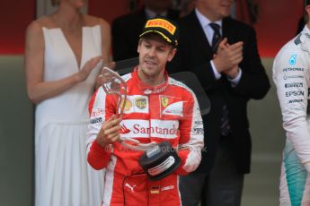 World © Octane Photographic Ltd. Scuderia Ferrari SF15-T– Sebastian Vettel. Sunday 24th May 2015, F1 Race - Podium, Monte Carlo, Monaco. Digital Ref: 1287CB7D8192