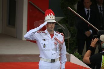 World © Octane Photographic Ltd. Ceremonial Guard. Sunday 24th May 2015, F1 Race - Podium, Monte Carlo, Monaco. Digital Ref: 1287CB7D8243