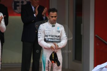 World © Octane Photographic Ltd. Mercedes AMG Petronas F1 W06 Hybrid – Lewis Hamilton. Sunday 24th May 2015, F1 Race - Podium, Monte Carlo, Monaco. Digital Ref: 1287CB7D8260