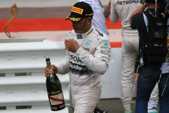 World © Octane Photographic Ltd. Mercedes AMG Petronas F1 W06 Hybrid – Lewis Hamilton. Sunday 24th May 2015, F1 Race - Podium, Monte Carlo, Monaco. Digital Ref: 1287CB7D8303