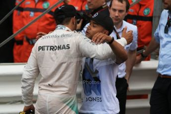 World © Octane Photographic Ltd. Mercedes AMG Petronas F1 W06 Hybrid – Lewis Hamilton. Sunday 24th May 2015, F1 Race - Podium, Monte Carlo, Monaco. Digital Ref: 1287CB7D8340