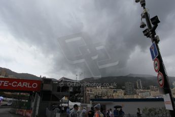 World © Octane Photographic Ltd. The weather closes in. Thursday 21st May 2015, F1 Practice 2, Monte Carlo, Monaco. Digital Ref: 1274CB1L9873