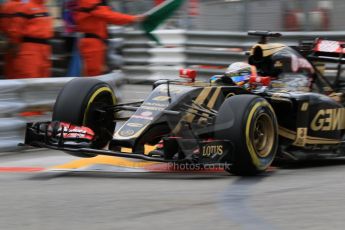 World © Octane Photographic Ltd. Lotus F1 Team E23 Hybrid – Romain Grosjean. Thursday 21st May 2015, F1 Practice 2, Monte Carlo, Monaco. Digital Ref: 1274CB7D3314