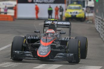 World © Octane Photographic Ltd. McLaren Honda MP4/30 - Jenson Button. Thursday 21st May 2015, F1 Practice 2, Monte Carlo, Monaco. Digital Ref: 1274CB7D3669