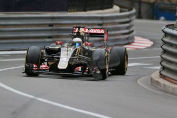World © Octane Photographic Ltd. Lotus F1 Team E23 Hybrid – Romain Grosjean. Thursday 21st May 2015, F1 Practice 2, Monte Carlo, Monaco. Digital Ref: 1274LB1D3934