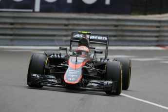 World © Octane Photographic Ltd. McLaren Honda MP4/30 - Jenson Button. Thursday 21st May 2015, F1 Practice 2, Monte Carlo, Monaco. Digital Ref: 1274LB1D3950