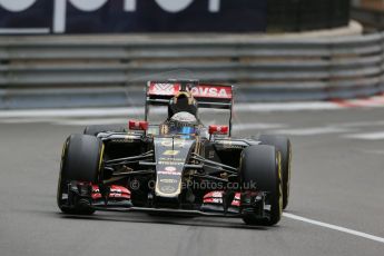 World © Octane Photographic Ltd. Lotus F1 Team E23 Hybrid – Romain Grosjean. Thursday 21st May 2015, F1 Practice 2, Monte Carlo, Monaco. Digital Ref: 1274LB1D4002