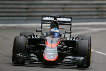 World © Octane Photographic Ltd. McLaren Honda MP4/30 – Fernando Alonso. Thursday 21st May 2015, F1 Practice 2, Monte Carlo, Monaco. Digital Ref: 1274LB1D4030