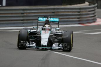 World © Octane Photographic Ltd. Mercedes AMG Petronas F1 W06 Hybrid – Lewis Hamilton. Thursday 21st May 2015, F1 Practice 2, Monte Carlo, Monaco. Digital Ref: 1274LB1D4058