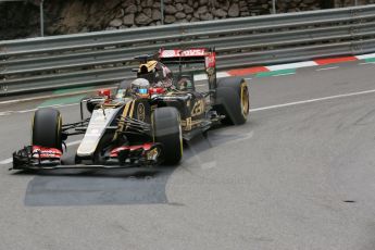 World © Octane Photographic Ltd. Lotus F1 Team E23 Hybrid – Romain Grosjean. Thursday 21st May 2015, F1 Practice 2, Monte Carlo, Monaco. Digital Ref: 1274LB5D3018