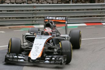 World © Octane Photographic Ltd. Sahara Force India VJM08 – Nico Hulkenberg. Thursday 21st May 2015, F1 Practice 2, Monte Carlo, Monaco. Digital Ref: 1274LB5D3043
