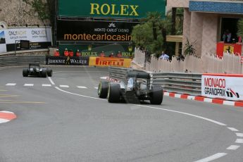 World © Octane Photographic Ltd. Mercedes AMG Petronas F1 W06 Hybrid – Nico Rosberg and Lewis Hamilton. Thursday 21st May 2015, F1 Practice 2, Monte Carlo, Monaco. Digital Ref: 1274LB5D3090