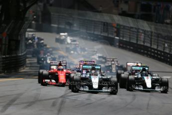 World © Octane Photographic Ltd. Mercedes AMG Petronas F1 W06 Hybrid – Lewis Hamilton. followed by his team mate Nico Rosberg. Sunday 24th May 2015, F1 Race, Monte Carlo, Monaco. Digital Ref: 1286LB1D8104