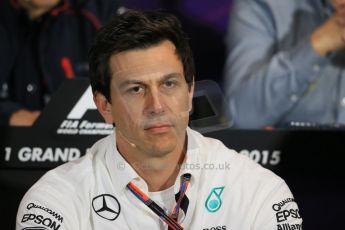 World © Octane Photographic Ltd. Mercedes AMG Petronas Executive Director – Toto Wolff. Thursday 21st May 2015, FIA Team Personnel Press Conference, Monte Carlo, Monaco. Digital Ref: 1276LB1D4283