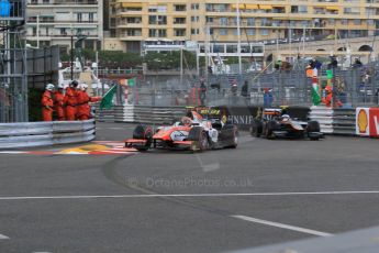 World © Octane Photographic Ltd. Thursday 21st May 2015. MP Motorsport – Daniel de Jong and Hilmer Motorsport – Johnny Cecotto. . GP2 Qualifying – Monaco, Monte-Carlo. Digital Ref. : 1275CB7D3745
