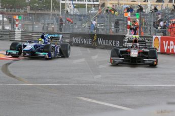 World © Octane Photographic Ltd. Thursday 21st May 2015. Carlin – Julian Leal and Rapax – Robert Visoiu. GP2 Qualifying – Monaco, Monte-Carlo. Digital Ref. : 1275CB7D3914