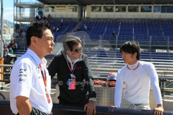 World © Octane Photographic Ltd. Friday 22nd May 2015. ART Grand Prix – Nobuharu Matsushita and Arai-san head of Honda motorsport. GP2 Race 1 – Monaco, Monte-Carlo. Digital Ref. : 1278CB1L0352