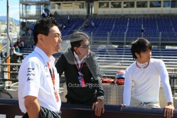 World © Octane Photographic Ltd. Friday 22nd May 2015. ART Grand Prix – Nobuharu Matsushita and Arai-san head of Honda motorsport. GP2 Race 1 – Monaco, Monte-Carlo. Digital Ref. : 1278CB1L0356