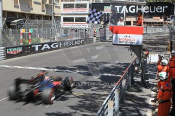 World © Octane Photographic Ltd. Friday 22nd May 2015. ART Grand Prix – Stoffel Vandoorne crosses the line to take victory. GP2 Race 1 – Monaco, Monte-Carlo. Digital Ref. : 1278CB1L0486