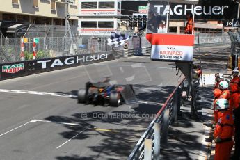 World © Octane Photographic Ltd. Friday 22nd May 2015. ART Grand Prix – Stoffel Vandoorne crosses the line to take victory. GP2 Race 1 – Monaco, Monte-Carlo. Digital Ref. : 1278CB1L0487