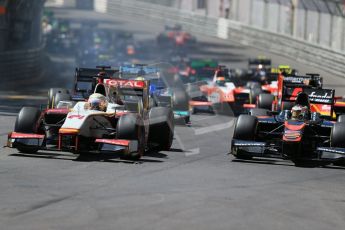 World © Octane Photographic Ltd. Friday 22nd May 2015. Campos Racing – Arthur Pic and ART Grand Prix – Stoffel Vandoorne. GP2 Race 1 – Monaco, Monte-Carlo. Digital Ref. : 1278LB1D4868
