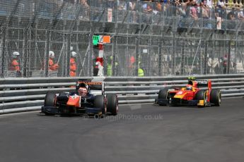 World © Octane Photographic Ltd. Friday 22nd May 2015. Trident – Raffaele Marciello and Russian Time – Mitch Evans. GP2 Race 1 – Monaco, Monte-Carlo. Digital Ref. : 1278LB1D5184