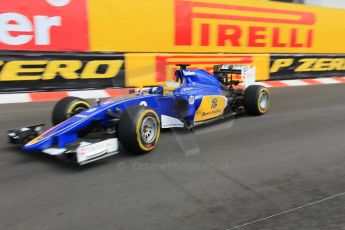 World © Octane Photographic Ltd. Sauber F1 Team C34-Ferrari – Marcus Ericsson. Thursday 21st May 2015, F1 Practice 1, Monte Carlo, Monaco. Digital Ref: 1272CB1L9676