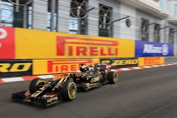 World © Octane Photographic Ltd. Lotus F1 Team E23 Hybrid – Romain Grosjean. Thursday 21st May 2015, F1 Practice 1, Monte Carlo, Monaco. Digital Ref: 1272CB1L9696