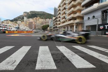 World © Octane Photographic Ltd. Sahara Force India VJM08 – Sergio Perez. Thursday 21st May 2015, F1 Practice 1, Monte Carlo, Monaco. Digital Ref: 1272CB1L9769