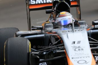 World © Octane Photographic Ltd. Sahara Force India VJM08 – Sergio Perez. Thursday 21st May 2015, F1 Practice 1, Monte Carlo, Monaco. Digital Ref: 1272CB7D2894