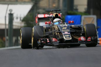 World © Octane Photographic Ltd. Lotus F1 Team E23 Hybrid – Romain Grosjean. Thursday 21st May 2015, F1 Practice 1, Monte Carlo, Monaco. Digital Ref: 1272LB1D3424