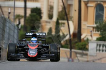 World © Octane Photographic Ltd. McLaren Honda MP4/30 – Fernando Alonso. Thursday 21st 2015, F1 Practice 1, Monte Carlo, Monaco. Digital Ref: 1272LB1D3572