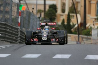 World © Octane Photographic Ltd. Lotus F1 Team E23 Hybrid – Romain Grosjean. Thursday 21st 2015, F1 Practice 1, Monte Carlo, Monaco. Digital Ref: 1272LB1D3600