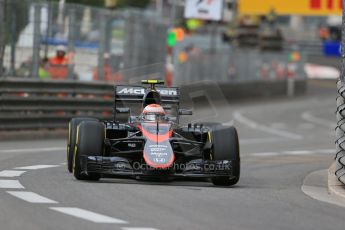 World © Octane Photographic Ltd. McLaren Honda MP4/30 - Jenson Button. Thursday 21st May 2015, F1 Practice 1, Monte Carlo, Monaco. Digital Ref: 1272LB1D3686