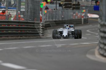 World © Octane Photographic Ltd. Williams Martini Racing FW37 – Felipe Massa. Thursday 21st May 2015, F1 Practice 1, Monte Carlo, Monaco. Digital Ref: 1272LB1D3702