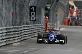 World © Octane Photographic Ltd. Sauber F1 Team C34-Ferrari – Felipe Nasr. Thursday 21st May 2015, F1 Spanish GP Formula 1 Practice 1. Monte Carlo, Monaco. Digital Ref: 1272LB1D3766