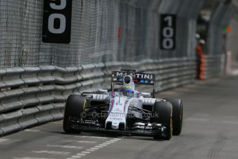World © Octane Photographic Ltd. Williams Martini Racing FW37 – Felipe Massa. Thursday 21st May 2015, F1 Practice 1, Monte Carlo, Monaco. Digital Ref: 1272LB1D3778