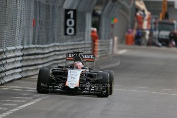 World © Octane Photographic Ltd. Sahara Force India VJM08 – Nico Hulkenberg. Thursday 21st May 2015, F1 Practice 1, Monte Carlo, Monaco. Digital Ref: 1272LB1D3842