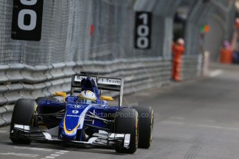 World © Octane Photographic Ltd. Sauber F1 Team C34-Ferrari – Marcus Ericsson. Thursday 21st May 2015, F1 Practice 1, Monte Carlo, Monaco. Digital Ref: 1272LB1D3881