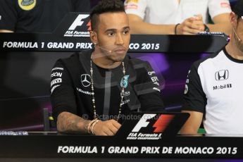 World © Octane Photographic Ltd. Mercedes AMG Petronas F1 – Lewis Hamilton. Wednesday 20th May 2015, FIA Drivers’ Press Conference, Monte Carlo, Monaco. Digital Ref: 1271CB1L9391