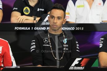 World © Octane Photographic Ltd. Mercedes AMG Petronas F1 – Lewis Hamilton. Wednesday 20th May 2015, FIA Drivers’ Press Conference, Monte Carlo, Monaco. Digital Ref: 1271CB1L9428