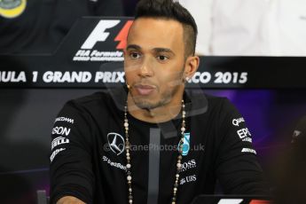 World © Octane Photographic Ltd. Mercedes AMG Petronas F1 – Lewis Hamilton. Wednesday 20th May 2015, FIA Drivers’ Press Conference, Monte Carlo, Monaco. Digital Ref: 1271CB7D2613