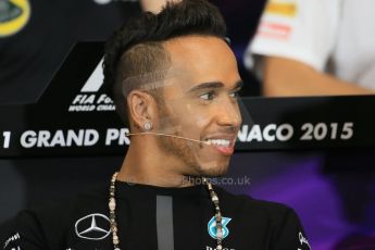 World © Octane Photographic Ltd. Mercedes AMG Petronas F1 – Lewis Hamilton. Wednesday 20th May 2015, FIA Drivers’ Press Conference, Monte Carlo, Monaco. Digital Ref: 1271LB1D3029