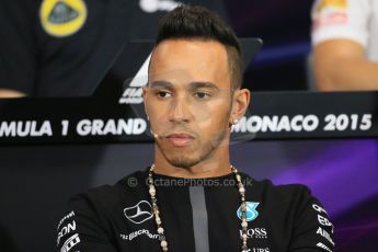 World © Octane Photographic Ltd. Mercedes AMG Petronas F1 – Lewis Hamilton. Wednesday 20th May 2015, FIA Drivers’ Press Conference, Monte Carlo, Monaco. Digital Ref: 1271LB1D3058